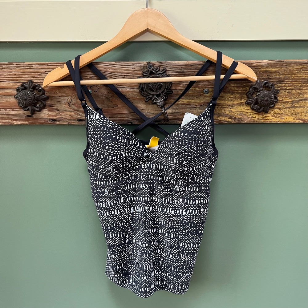 Lole Argentina Tankini Top Black Hammock Abstract Print Womens Medium NWT